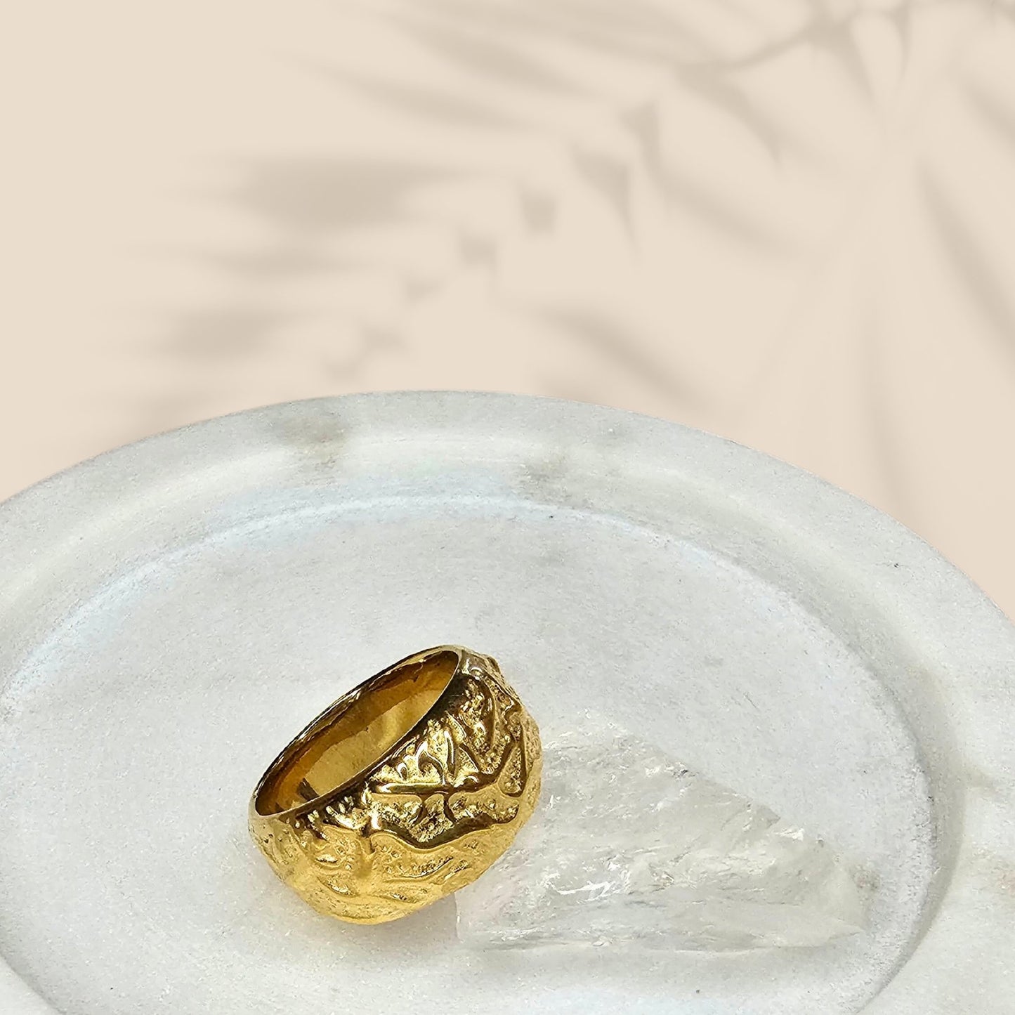 18 karat gold plated hammered ring