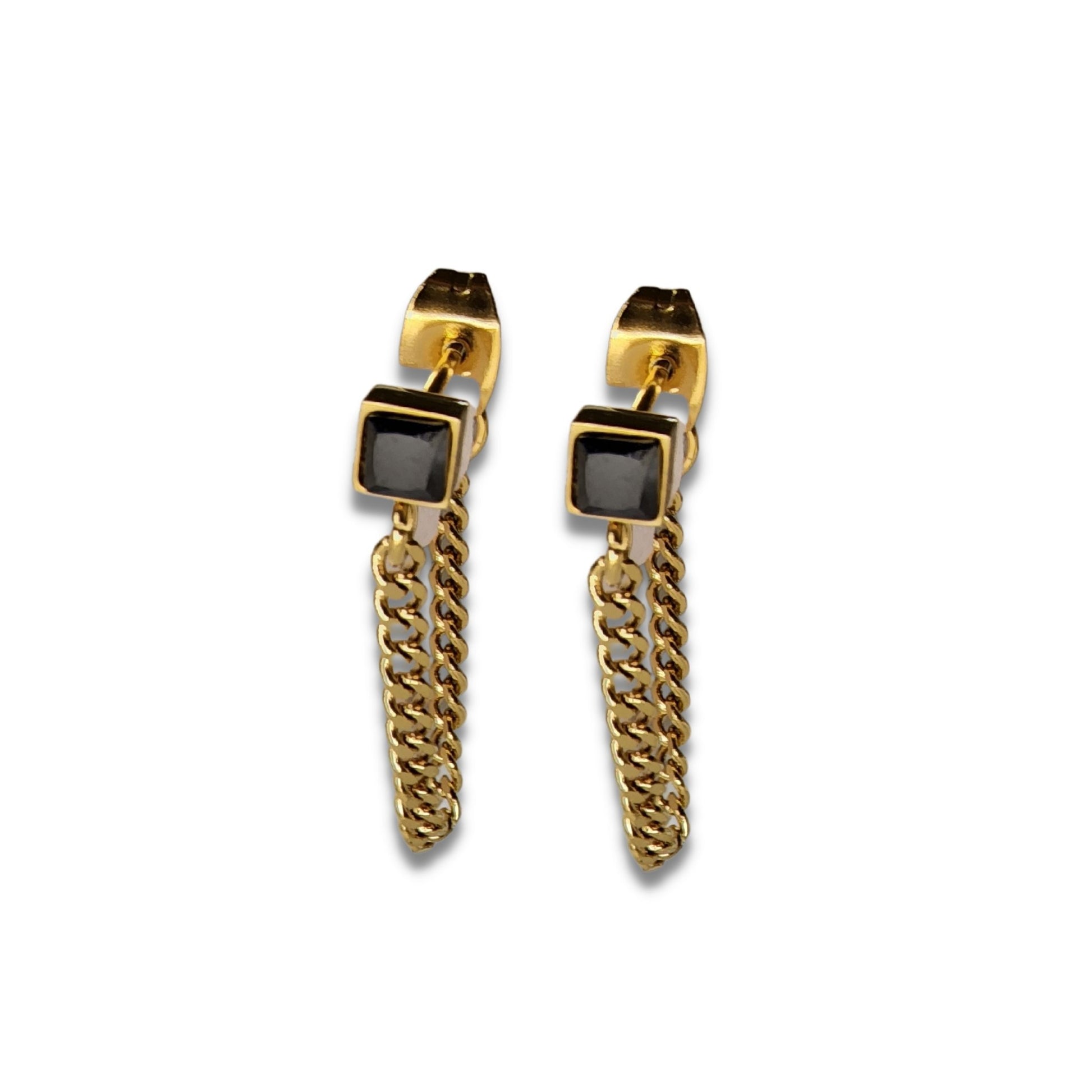 Black Gold Plated Chain Earrings